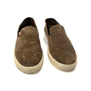 VINCE. Mens Brown Notched Emmitt Round Toe Slip On Leather Espadrille Shoes 12 M
